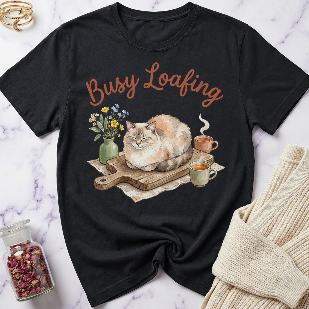 Busy Loafing Watercolor Cat T-Shirt