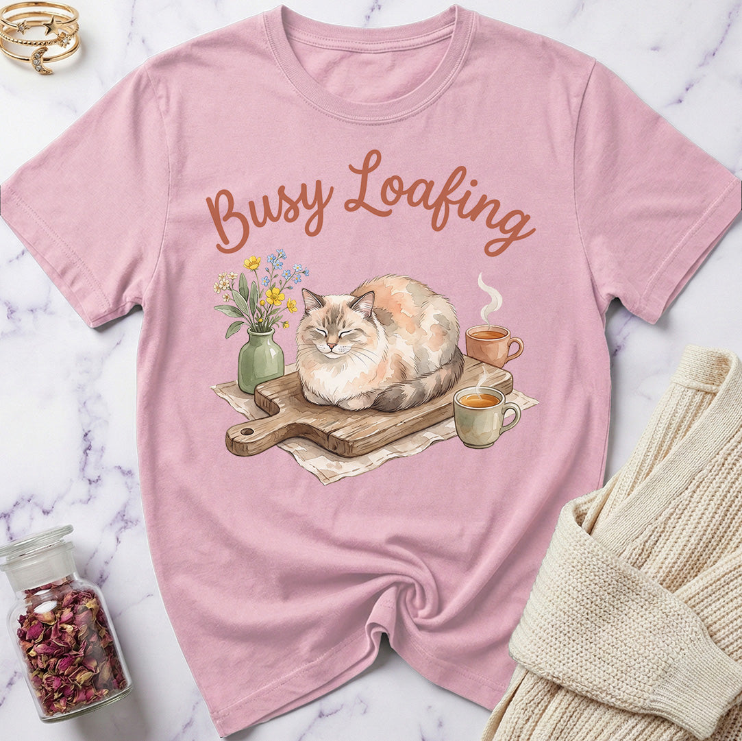 Busy Loafing Watercolor Cat T-Shirt