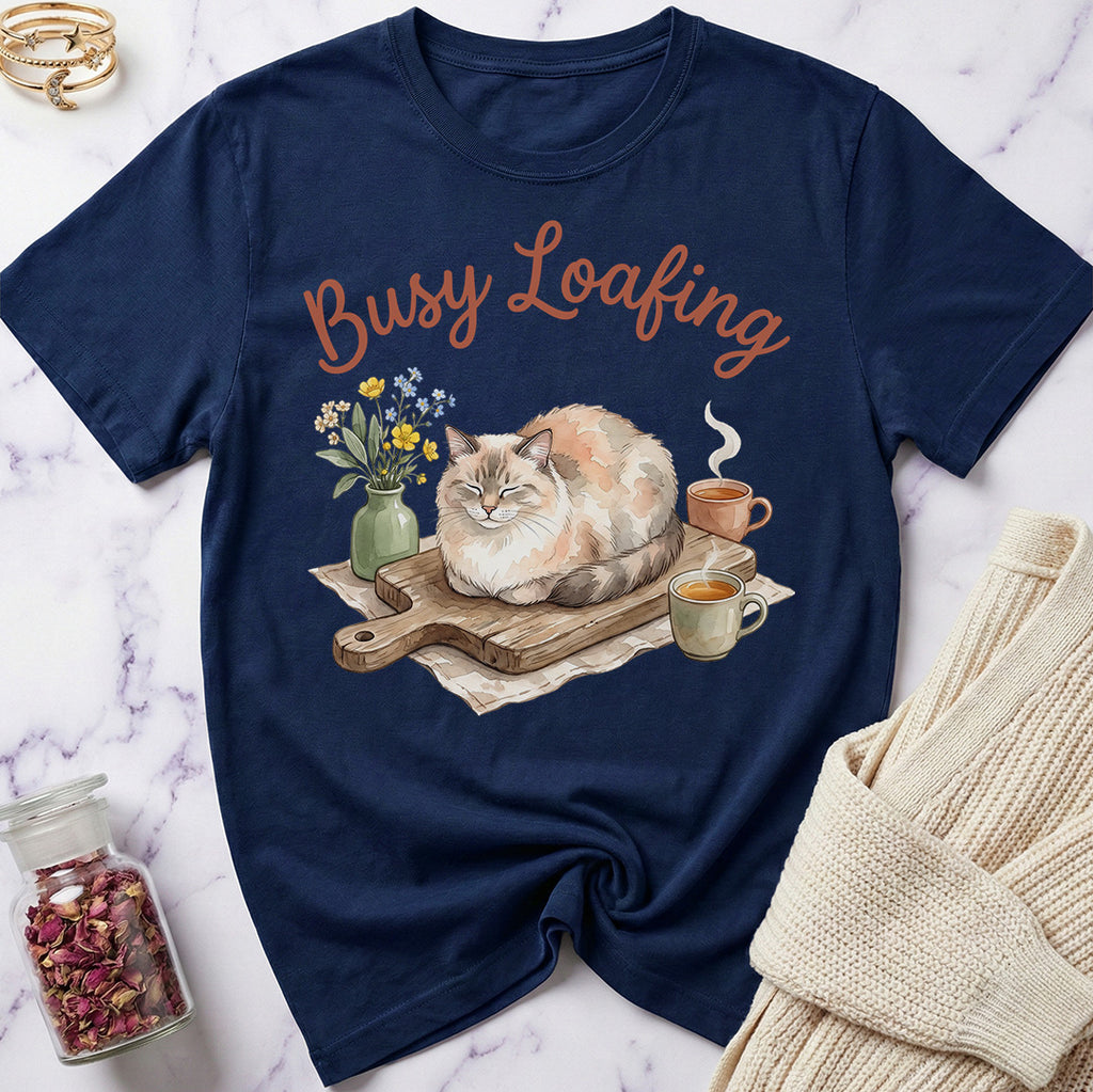 Busy Loafing Watercolor Cat T-Shirt