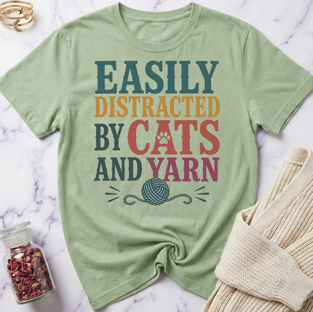Easily Distracted by Cats and Yarn T-Shirt