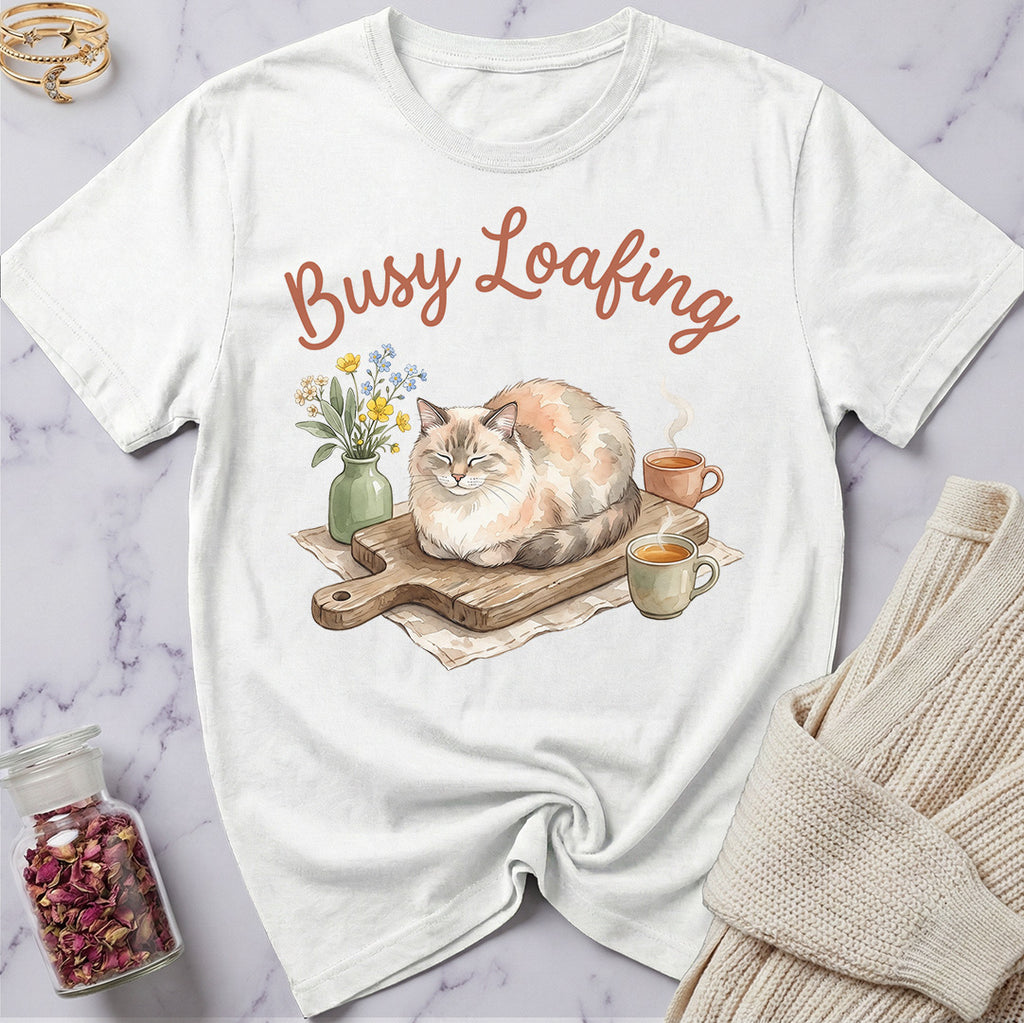 Busy Loafing Watercolor Cat T-Shirt