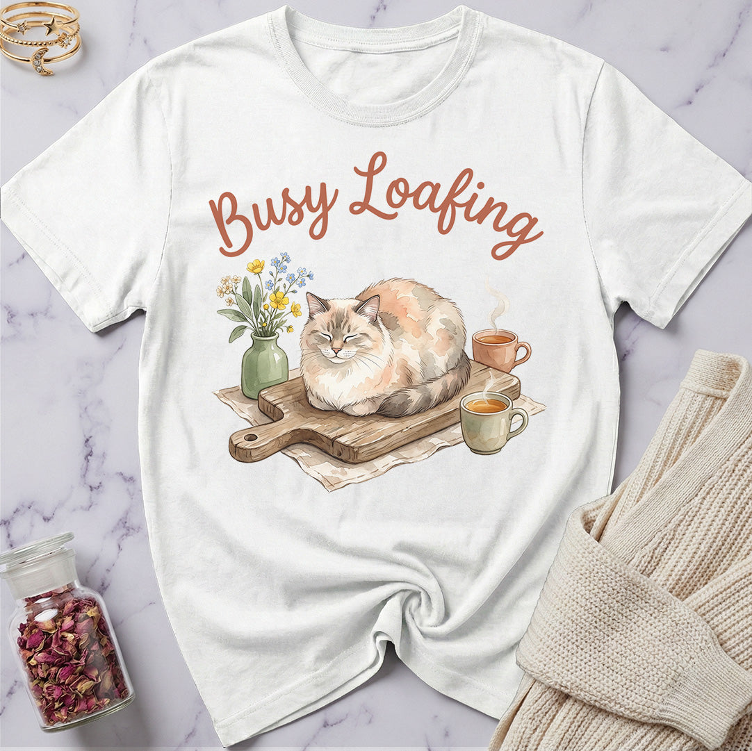 Busy Loafing Watercolor Cat T-Shirt